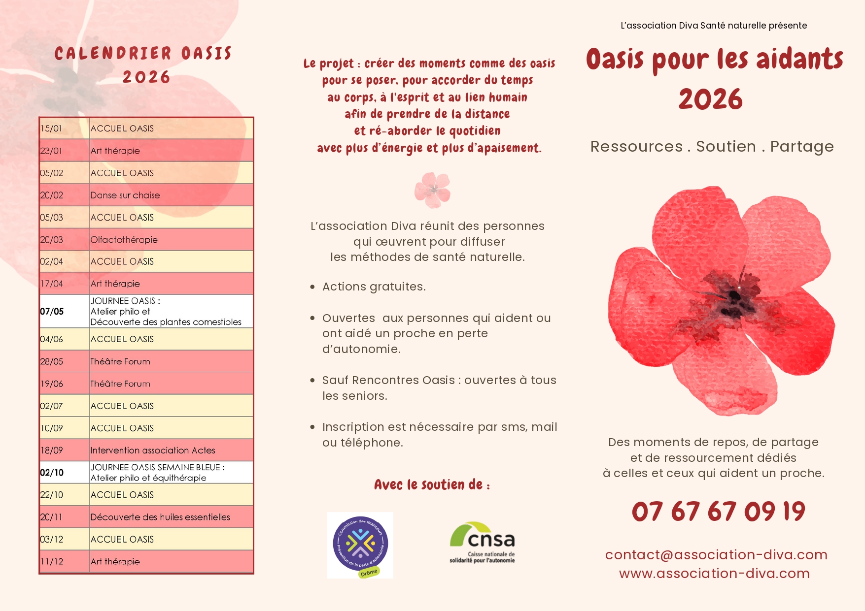 Oasis pour les aidants Crest 2026 Soutien aux aidants Vallée de la Drôme